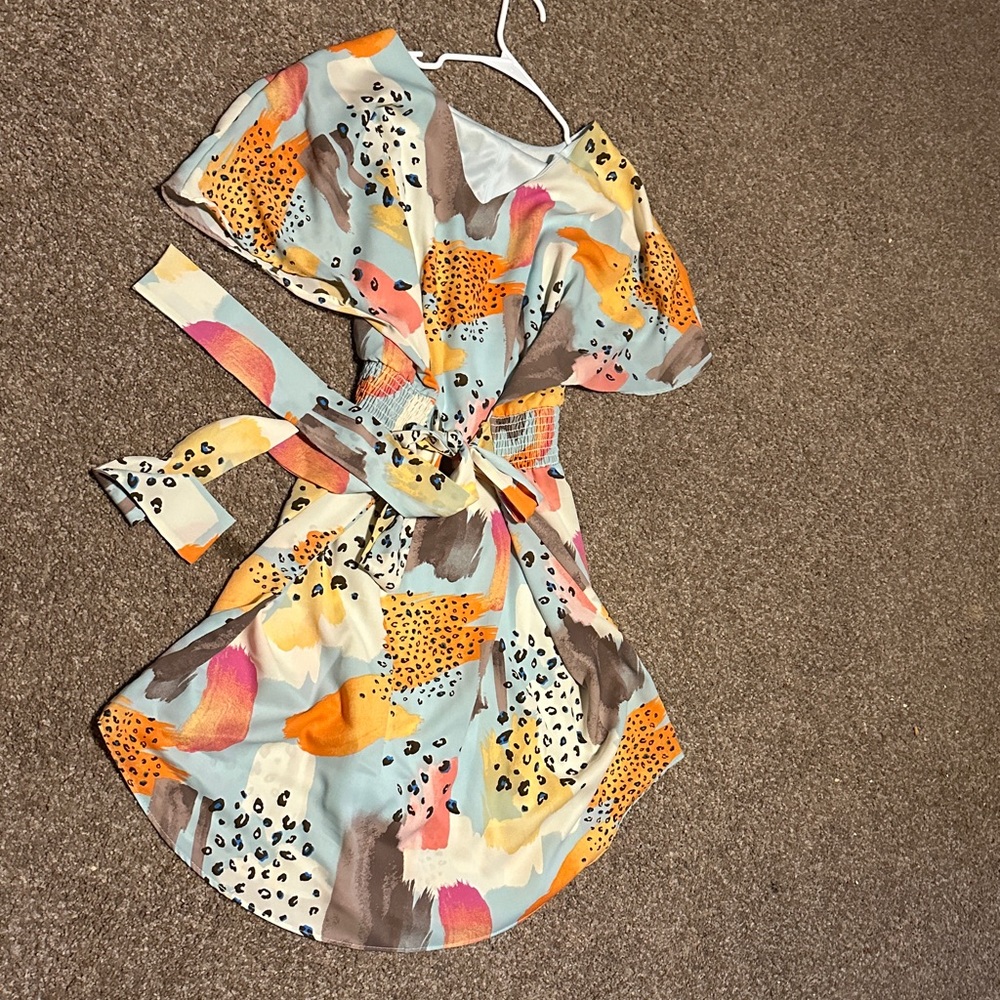 Colorful Abstract Print Midi Dress